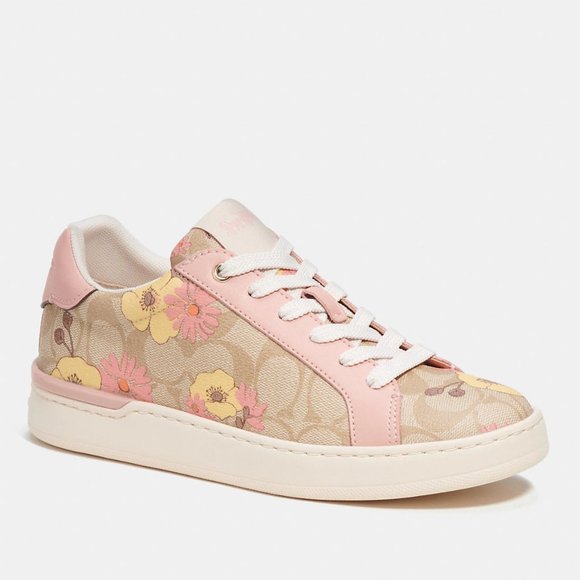 🌸 Coach Clip Low Top Sneaker In Signature Canvas With Floral Print - Picture 5 of 15